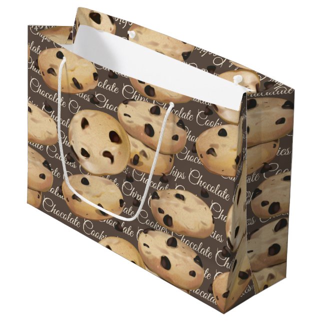 Grand Sac Cadeau Chocolat Chip Cookies Baking (Devant Angle)