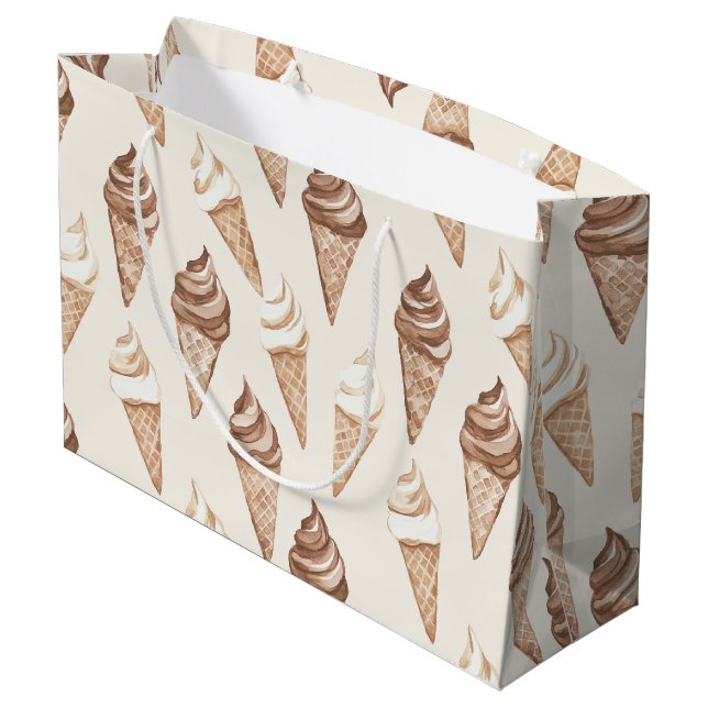 Grand Sac Cadeau Chocolat Mocha Ice Cream Cones Anniversaire (Dos Angle)