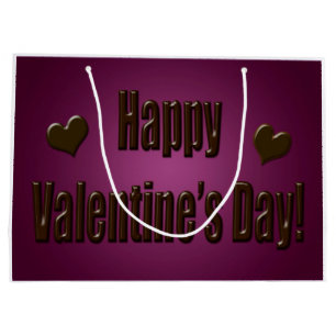 Grand Sac Cadeau Chocolat pourpre Valentine heureux