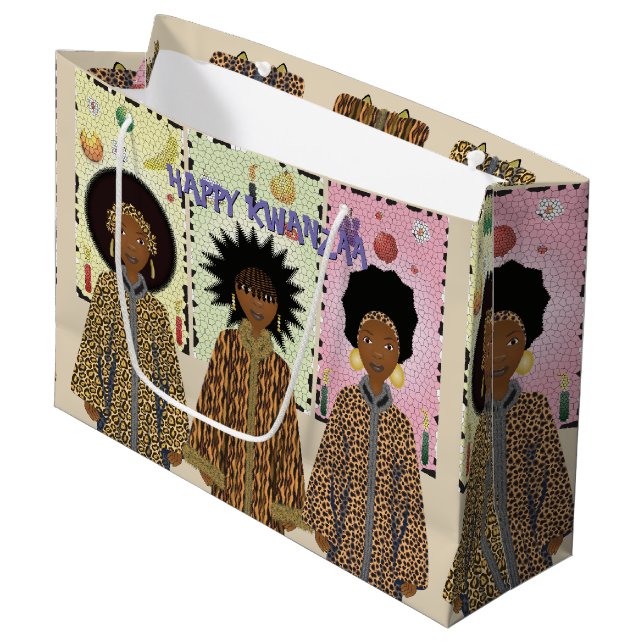 Grand Sac Cadeau Chorale afro-américaine Kwanzaa (Devant Angle)