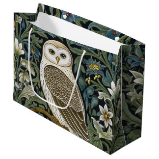 Grand Sac Cadeau Chouette blanche style Art nouveau