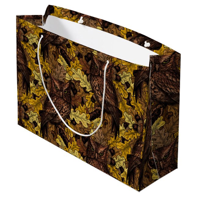 Grand Sac Cadeau Chouettes d'automne (Dos Angle)