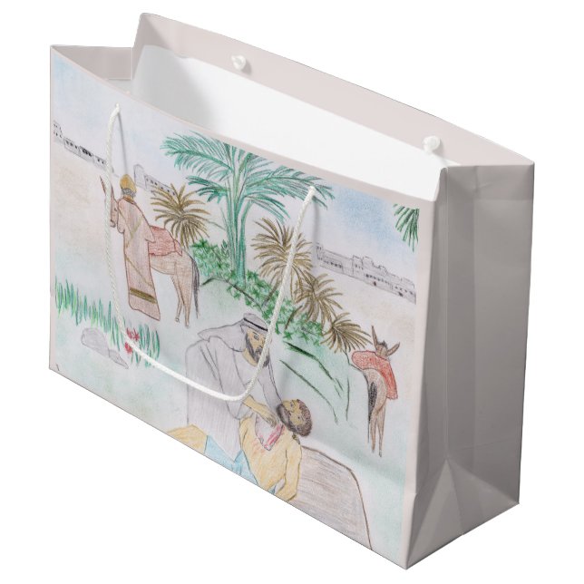 Grand Sac Cadeau Christian Artwork Le bon samaritain (Devant Angle)