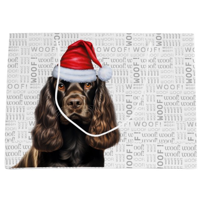 Grand Sac Cadeau Christmas Dog Chocolate Cocker Spaniel Holiday (Devant)