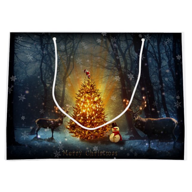 Grand Sac Cadeau Christmas Forest. (Devant)