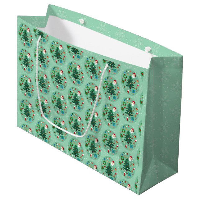 Grand Sac Cadeau Christmas Illustrations Holiday (Devant Angle)