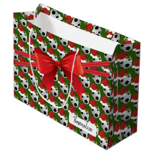 Grand Sac Cadeau Christmas  Soccer Ball Pattern - Large