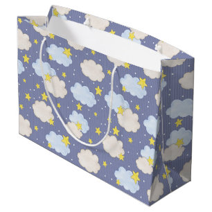 Grand Sac Cadeau Ciel Bleu Étoilé Et Nuages