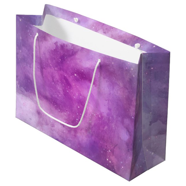 Grand Sac Cadeau Ciel rose étoilé (Devant Angle)