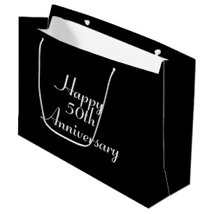 Grand Sac Cadeau cinquantième Noir d'anniversaire avec le modèle
