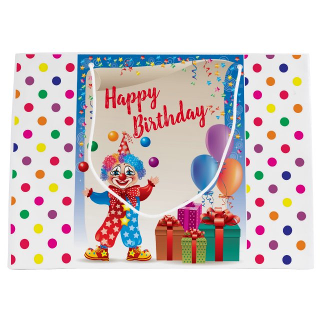 Grand Sac Cadeau Cirque Joyeux anniversaire (Devant)