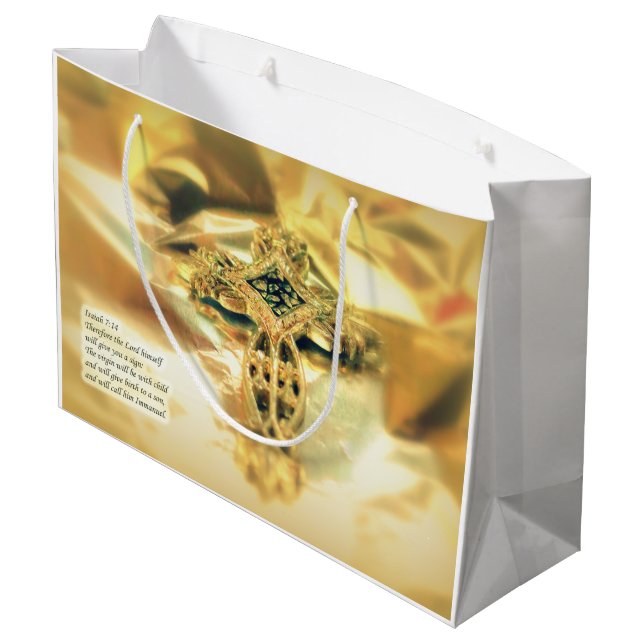 Grand Sac Cadeau Citation croisée et biblique - Christianisme (Dos Angle)