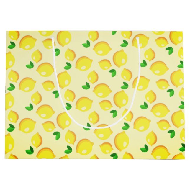 Grand Sac Cadeau Citrons jaunes frais 2 (Devant)