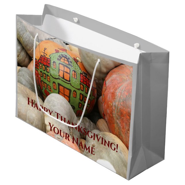 Grand Sac Cadeau Citrouille (Devant Angle)