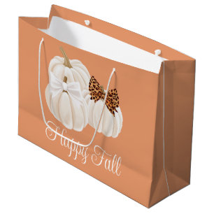 Grand Sac Cadeau Citrouille d'automne mignon heureux empreinte de l