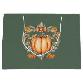 Grand Sac Cadeau Citrouille Élégante d'Automne