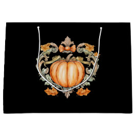 Grand Sac Cadeau Citrouille Élégante d'Automne