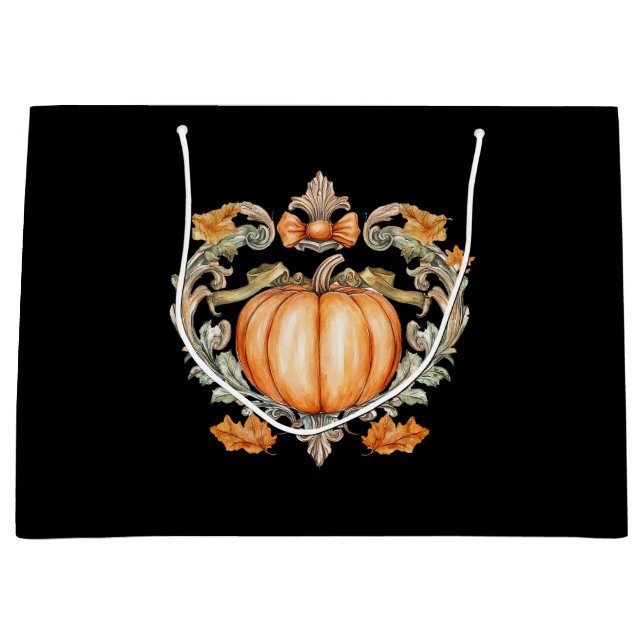Grand Sac Cadeau Citrouille Élégante d'Automne  (Devant)
