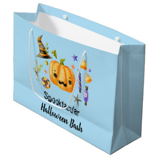 Grand Sac Cadeau Citrouille Spooktacular Halloween Bash Party Bleu