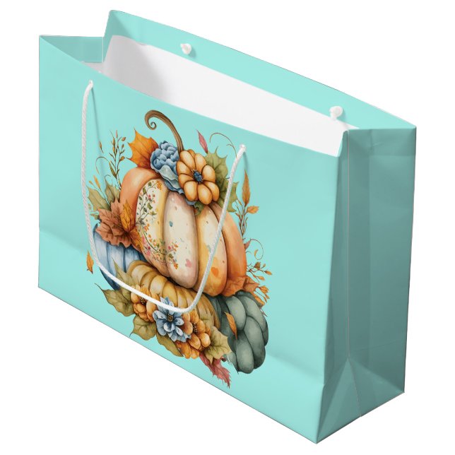 Grand Sac Cadeau Citrouilles à l'automne (Devant Angle)