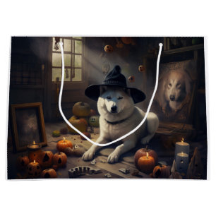 Grand Sac Cadeau Citrouilles d'Akita Halloween Épouvantables