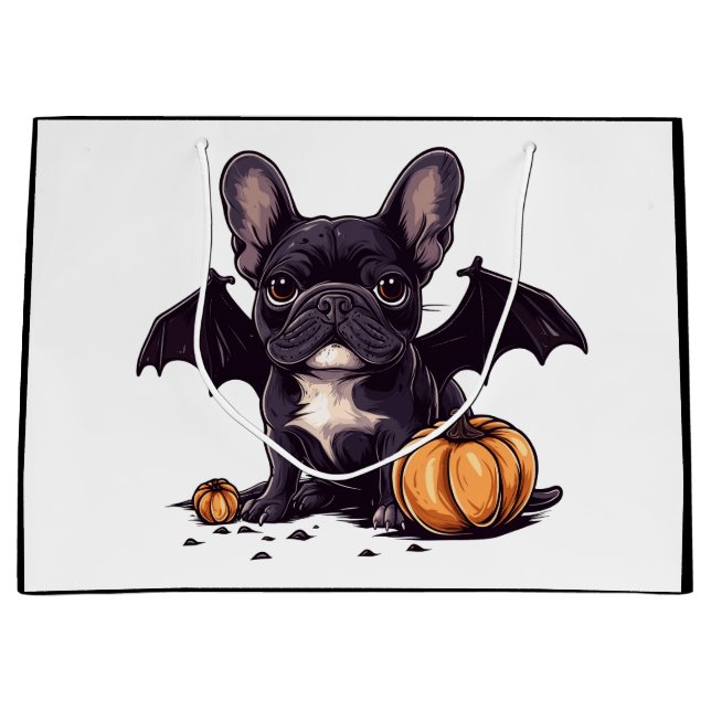 Grand Sac Cadeau Citrouilles d'Halloween (Devant)