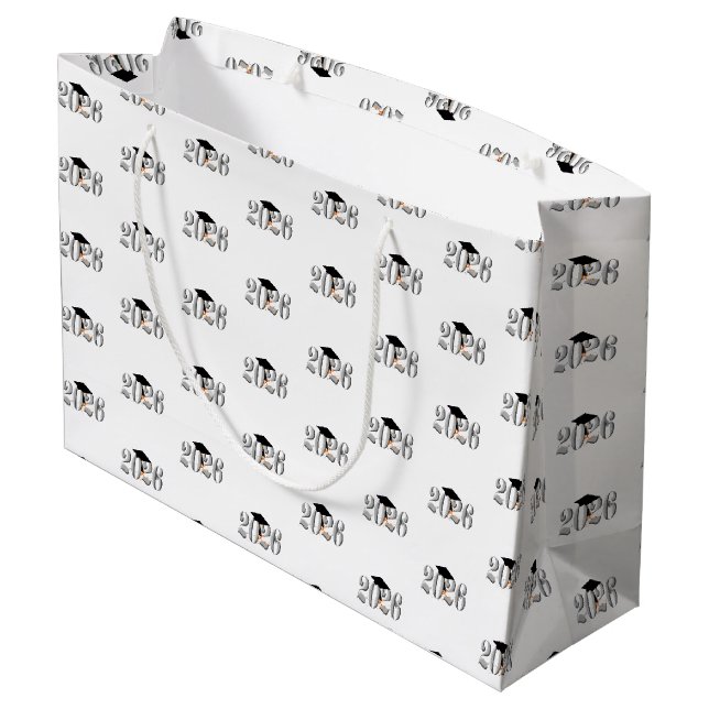 Grand Sac Cadeau Classe Argent de 2026 Graduation (Dos Angle)