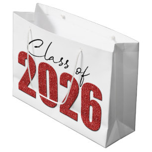 Grand Sac Cadeau Classe Parties scintillant rouge de 2026