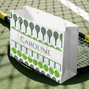 Grand Sac Cadeau Classic Green Tennis Rackets Balls Girls Nom Cool