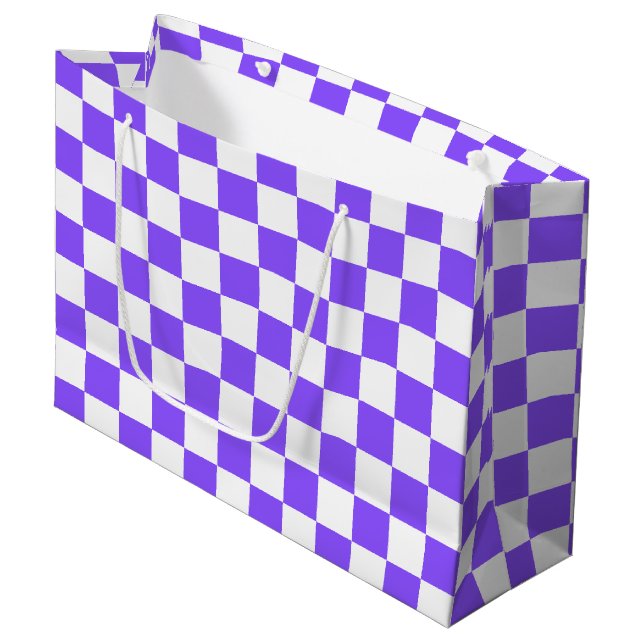 Grand Sac Cadeau Classic visual purple checkerboard  (Devant Angle)