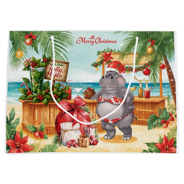 Grand Sac Cadeau Cocktail Christmas Party for Hippo lovers  (Devant)