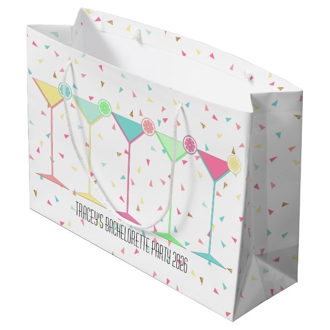 Grand Sac Cadeau Cocktail Martini Citron Fête Confettis Célébration (Dos Angle)