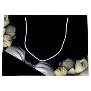Grand Sac Cadeau "Cœur blanc en noir de lune"