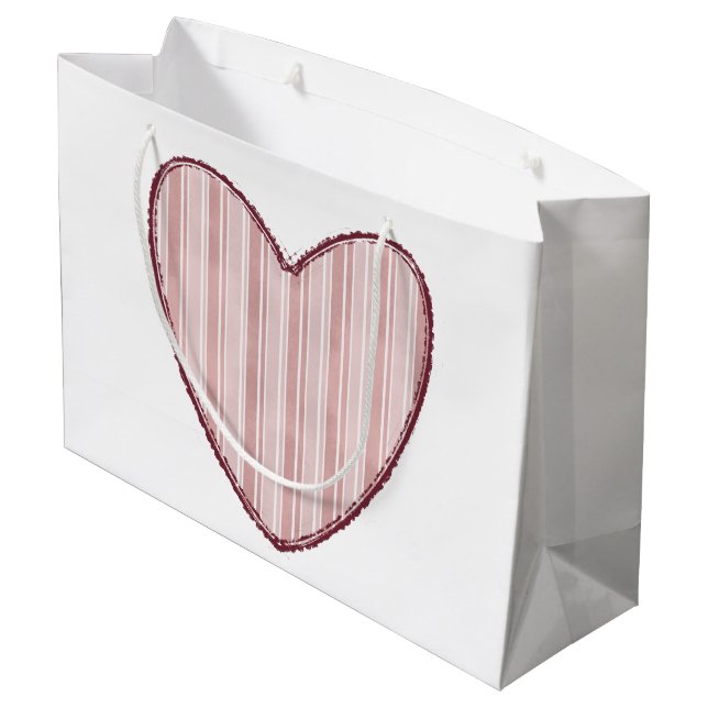 Grand Sac Cadeau Cœur rayé (Dos Angle)