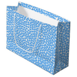 Grand Sac Cadeau Coeurs bleus sur blanc