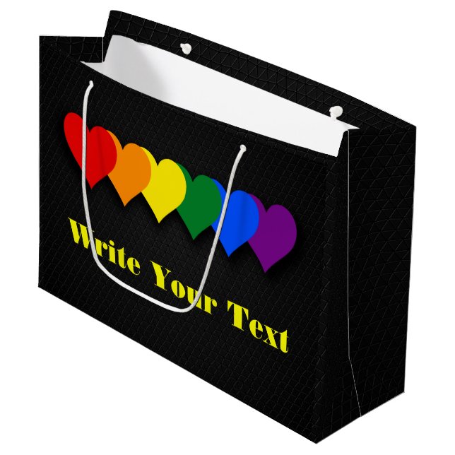 Grand Sac Cadeau Coeurs de fierté LGBT (Devant Angle)
