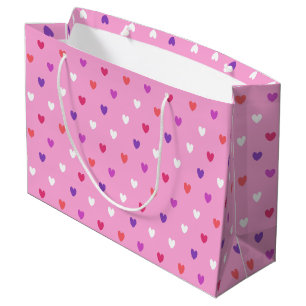 Grand Sac Cadeau Coeurs polka rose