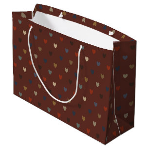 Grand Sac Cadeau Coeurs Polka sur kilim brown
