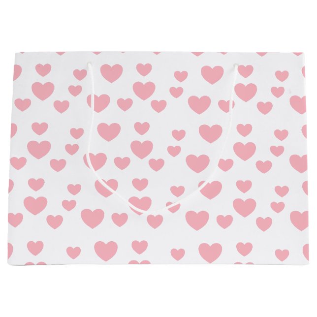 Grand Sac Cadeau Coeurs roses (Devant)