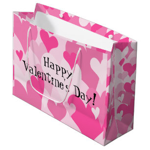 Grand Sac Cadeau Coeurs roses élégants Saint Valentin