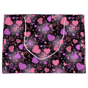 Grand Sac Cadeau Coeurs roses Motif 01 Black BG