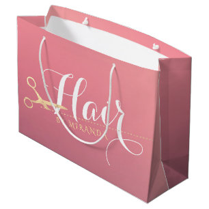 Grand Sac Cadeau Coiffeur Salon de Maquillage Moderne Ciseaux Rose