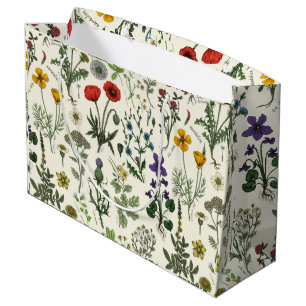 Grand Sac Cadeau Collage de fleurs sauvages