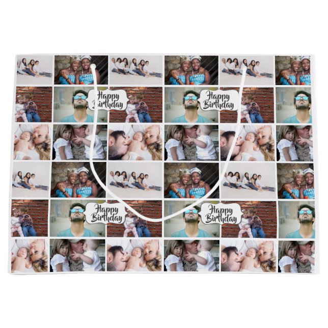 Grand Sac Cadeau Collage de photos d'anniversaire DO-IT-YOURSELF ph (Devant)