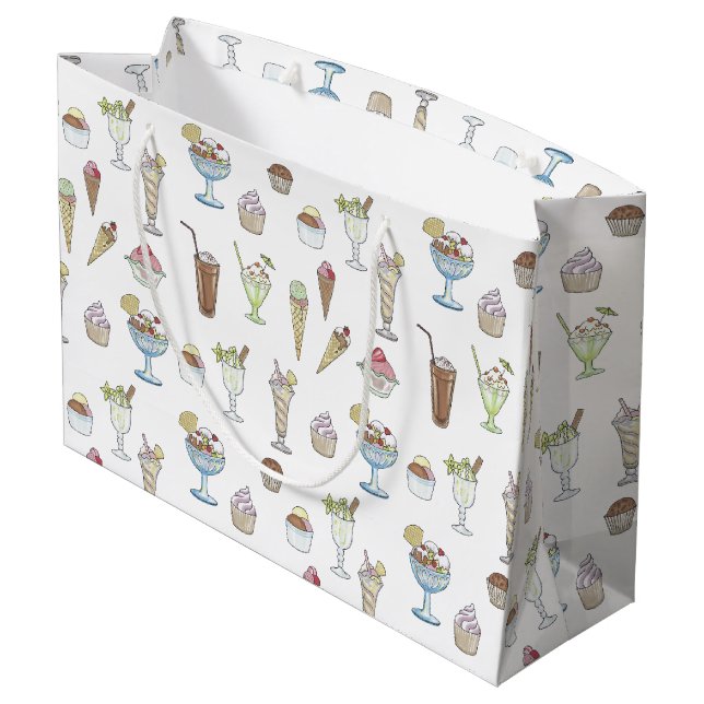 Grand Sac Cadeau Collage de Sundae de glace (Dos Angle)