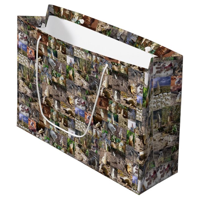 Grand Sac Cadeau Collage photo de Meerkat, (Devant Angle)