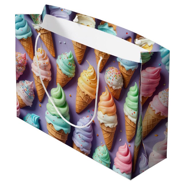 Grand Sac Cadeau Collection de cônes de crème glacée (Dos Angle)