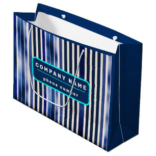 Grand Sac Cadeau Collection rayures bateau bleu marine été populair