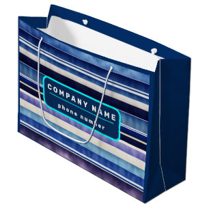 Grand Sac Cadeau Collection Rayures Bleu Marine Été Moderne
