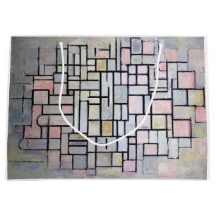 Grand Sac Cadeau Composition rose et gris, Mondrian